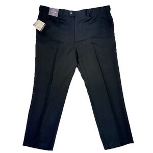 NWT Stafford Dress Pants Mens 40x30 Black Flat Front Work Classic Fit Travel New
